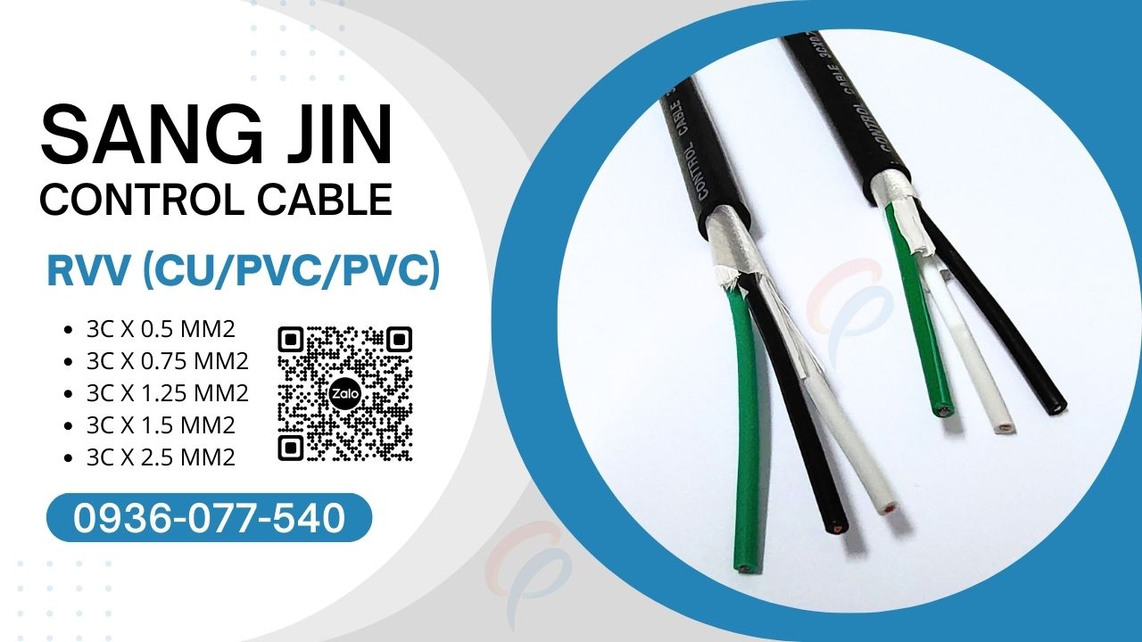 Cáp điều khiển 3C x 0.5 MM2 - Sangjin RVV - không chống nhiễu